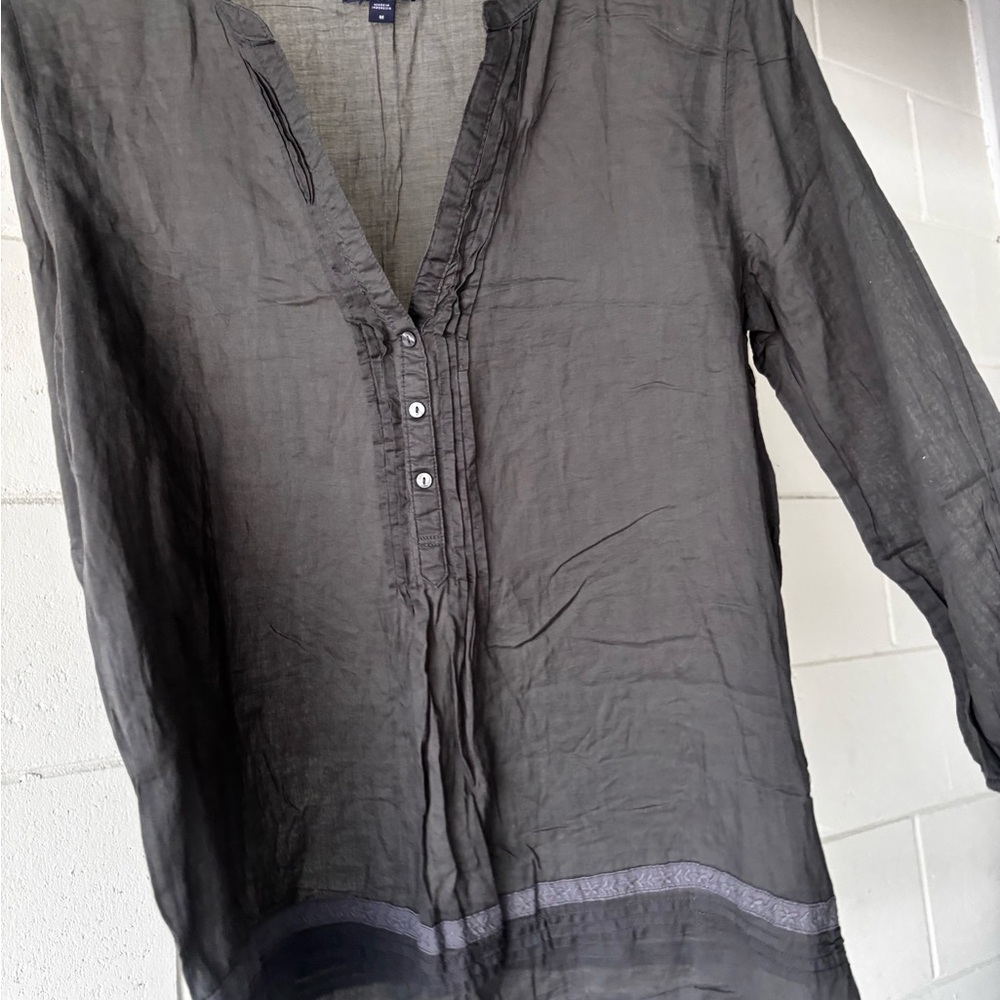GAP Gray Casual Button Down Shirt Relaxed Fit 100% cotton M